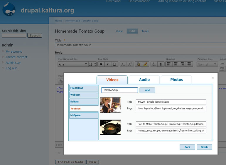 Kaltura's Drupal plug-in